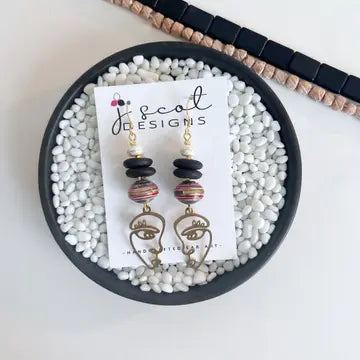 Beaded Dangle Earring with Face