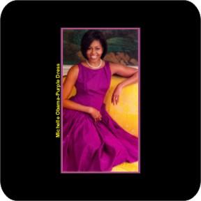 Michelle Obama Purple Dress Beverage Coaster