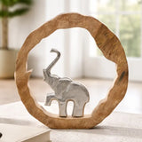 Silver Elephant in Mango Wood