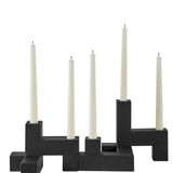 Black Metal Stacking Candelabra Taper Candle Holder Set