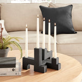 Black Metal Stacking Candelabra Taper Candle Holder Set