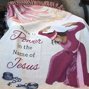 Power in the Name Tapestry Throw