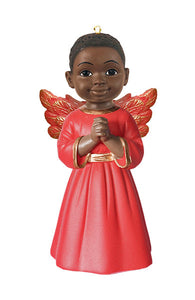 Boy Angel Ornament in Red: Prayer
