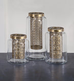 Glass and Gold Foil Candleholders (set of three)