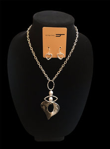 Silver and Leather Heart Necklace Set