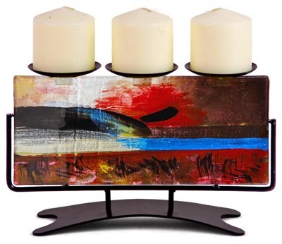Abstract Glass Candleholder - Triple