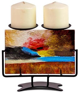 Abstract Glass Candleholder - Double