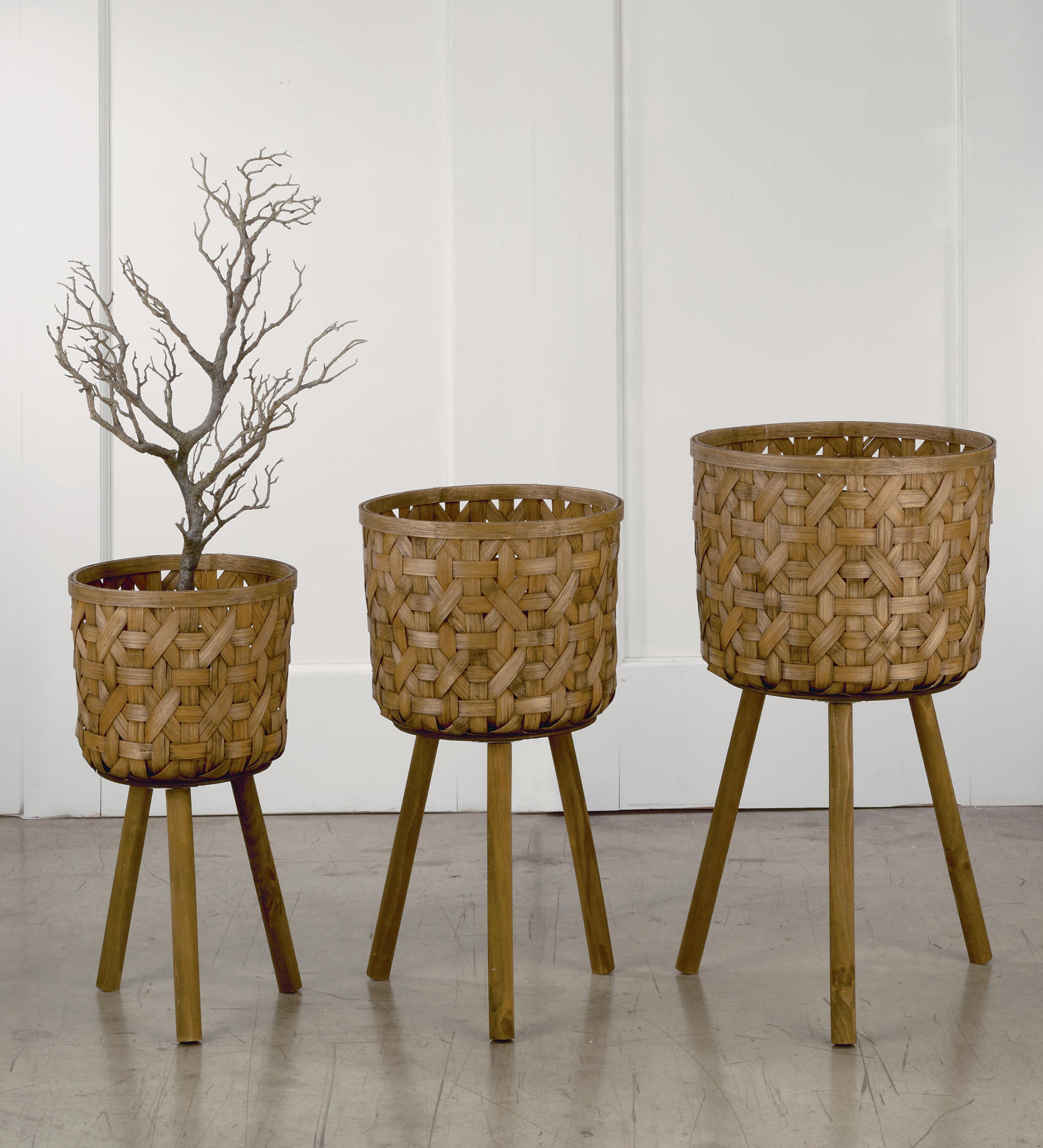 woven plant stand with legs Bamboo Flower Stands – Heritage House Gallery