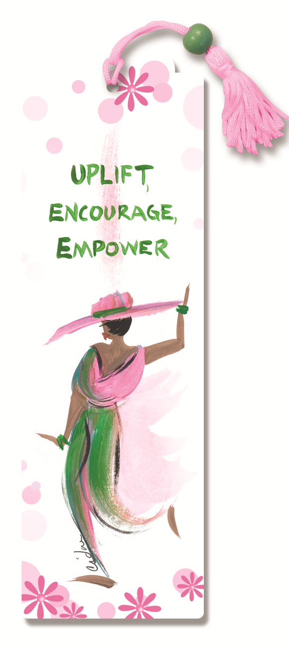 Uplift, Encourage, Empower Pink and Green Bookmark