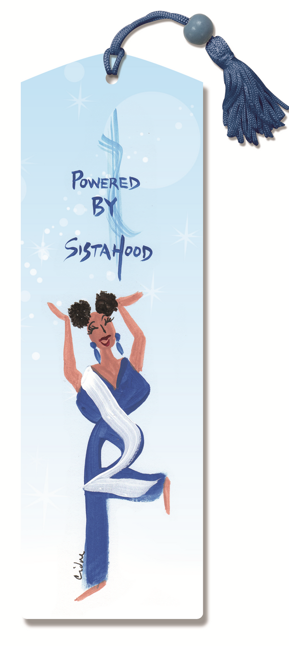 Powered by Sisterhood (Blue and White) Bookmark