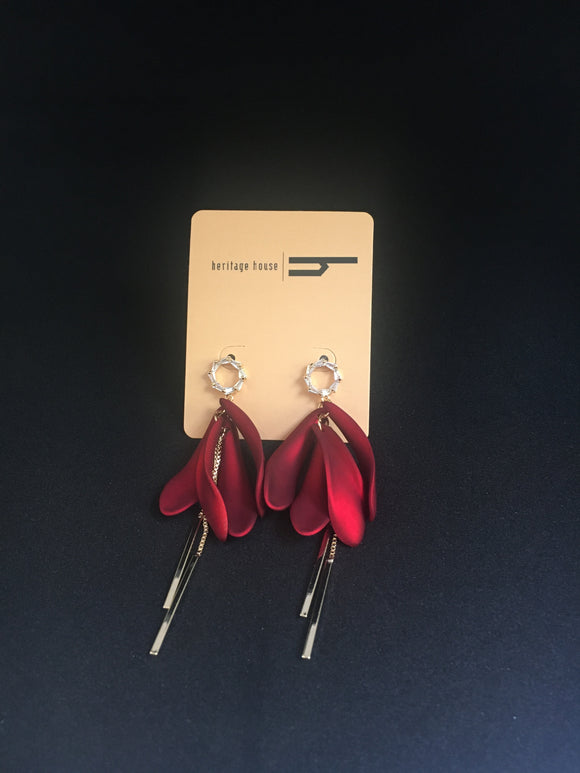 Glam Red and Rhinstone Earrings