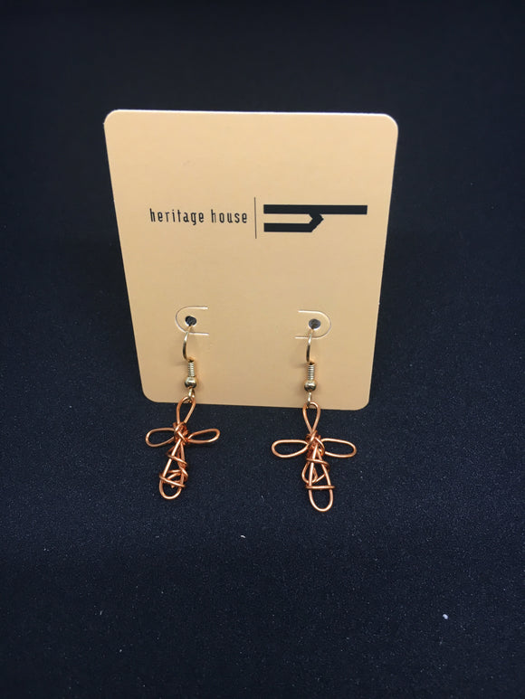 Twisted Wire Cross Earrings