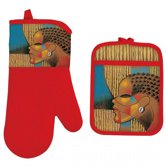 Composite Woman Oven Mitt/Pot Holder Set